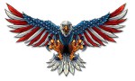 Fly044 Eagle With Us Flag Wings  Spread Plasma Shape 21x12 0x90